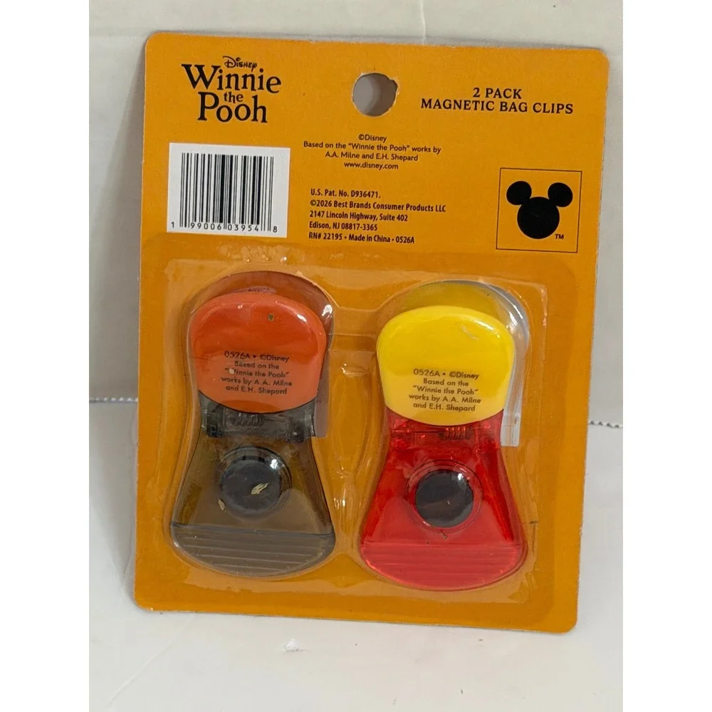 Disney Winnie the Pooh Tigger 2 Pack Magnetic Bag Clips Red Grey 0526A New